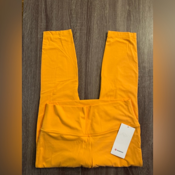 New Lululemon Align high rise ribbed pant 25” Mango Dream. Orange. Size 12 - Picture 4 of 17